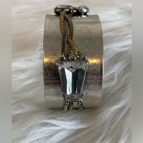 Costume Cuff Bracelet Jewels Silver Tone - Picture 3 of 5